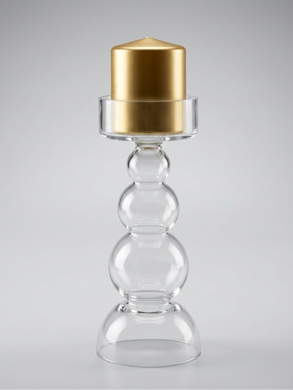 Urban Outfitters Clear Glass Orb Pillar Candle Holder